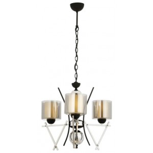 METAL AND GLASS GOLD CHROME PLATED and BLACK CHANDELIER 50 CM DIAMETER LOAD: 90